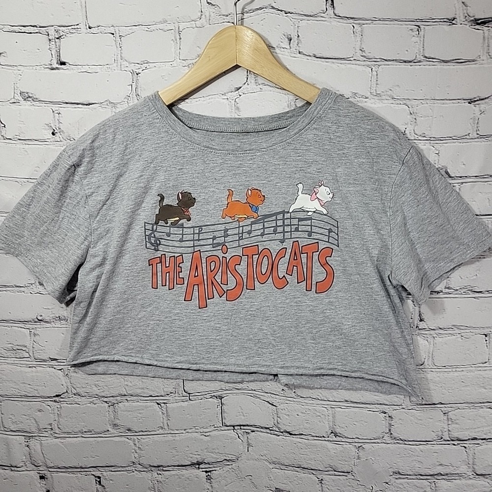 Walt Disney The Aristocats Cropped XL Gray T Shirt Womens/Teens